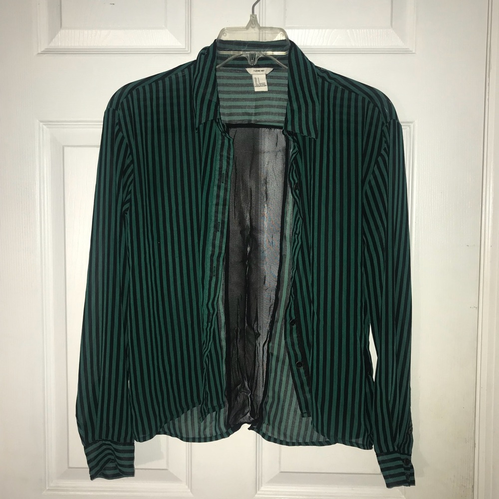 Stripped button down top